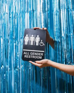 photo of all gender restroom sign