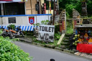 Sign saying toilet wc