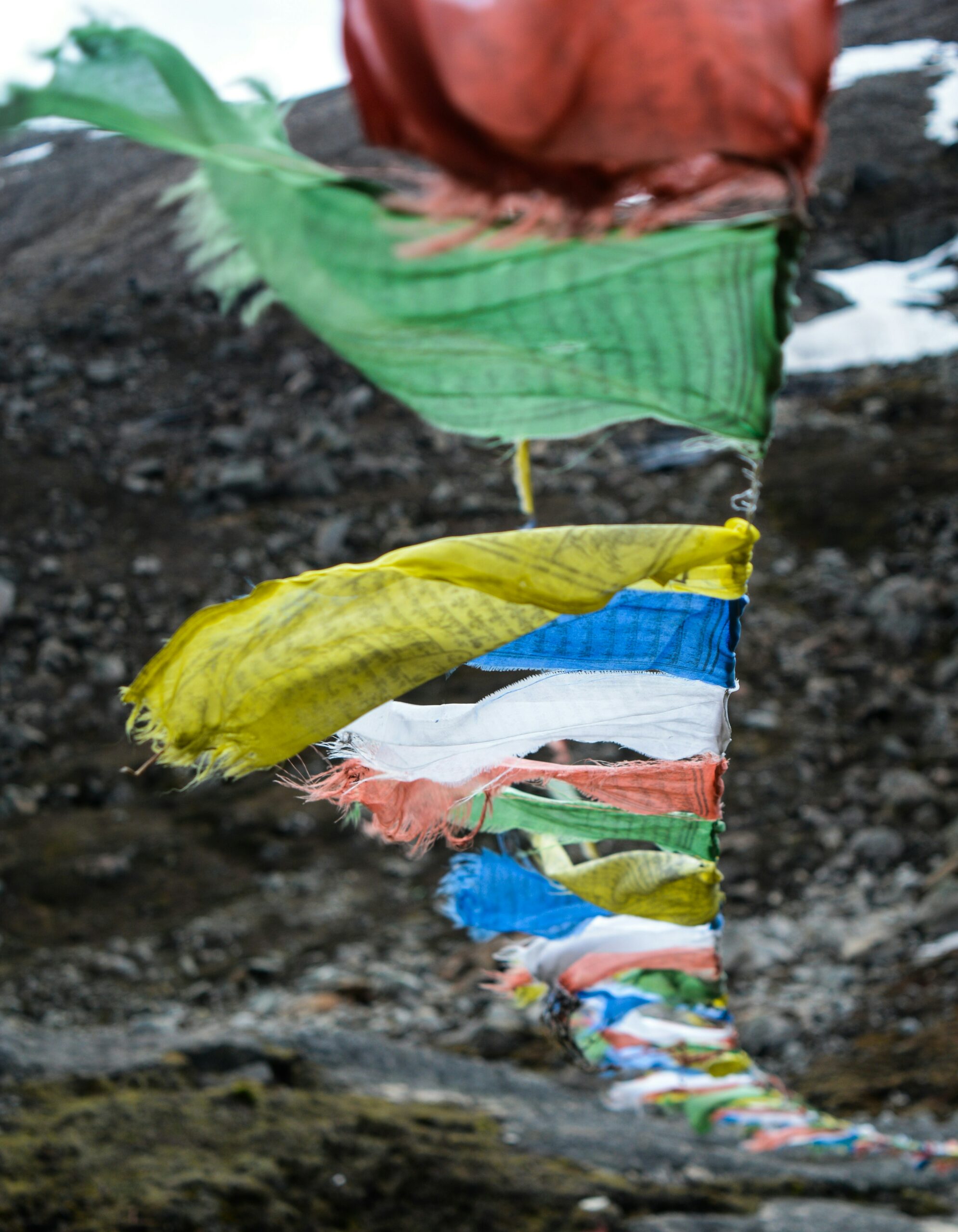 prayer flags horizontal in wind